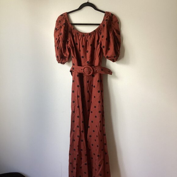 Maeve Anthropologie On-or-Off the Shoulder Polka Dot Maxi Dress - Picture 2 of 6